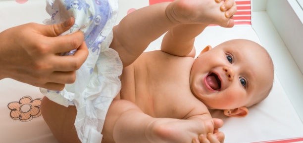 Changing baby's nappy