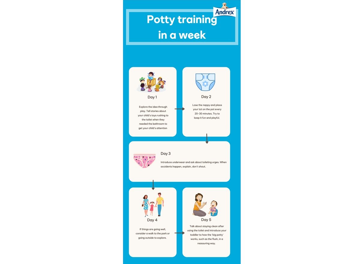 Infographic of potty training in a week