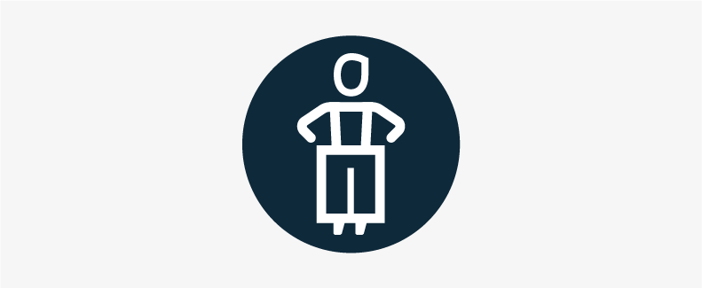 A person wearing pants that are too big