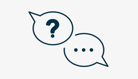 Speech bubbles with a question mark and an elipsis