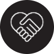 Illustration of two clasped hands in the shape of a heart