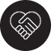 Illustration of two clasped hands in the shape of a heart