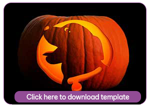 Pumpkin carved with panting puppy face